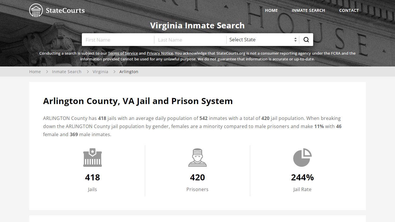 Arlington County, VA Inmate Search - StateCourts